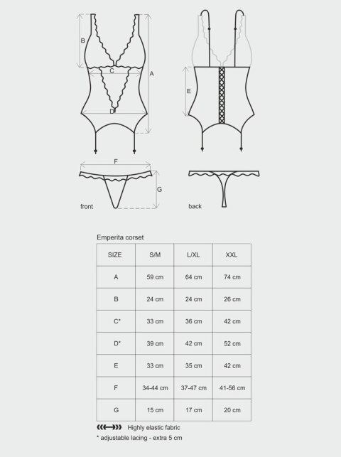 Bielizna-Emperita gorset i stringi L/XL Obsessive Bielizna-Emperita gorset i stringi L/XL Obsessive