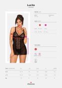 Bielizna-Lucita koszulka i stringi czarna L/XL Obsessive Bielizna-Lucita koszulka i stringi czarna L/XL Obsessive
