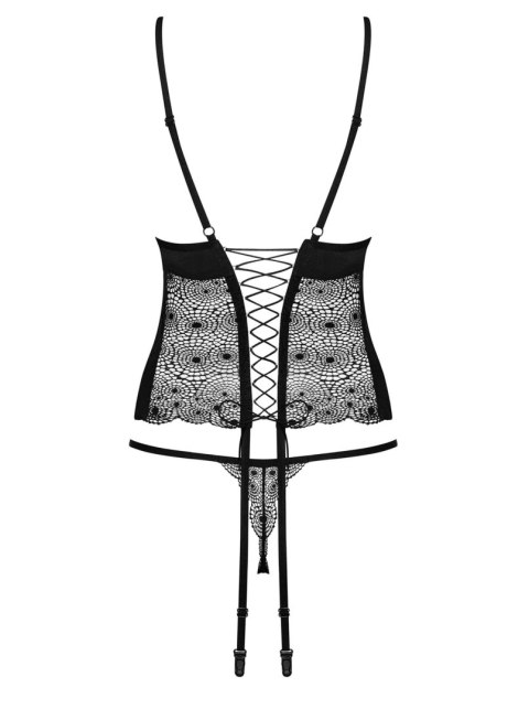 Bielizna-Sharlotte gorset i stringi czarny S/M Obsessive Bielizna-Sharlotte gorset i stringi czarny S/M Obsessive
