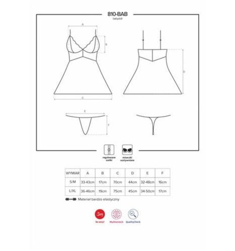 Bielizna-810-BAB-2 babydoll i stringi biała L/XL Obsessive Bielizna-810-BAB-2 babydoll i stringi biała L/XL Obsessive