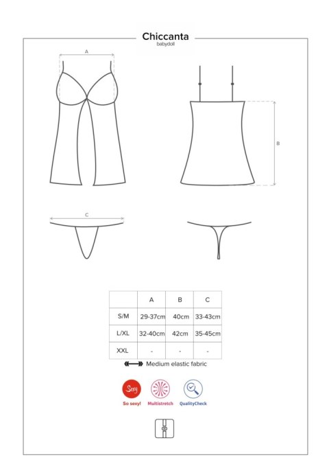 Bielizna-Chiccanta babydoll i stringi czarna S/M Obsessive Bielizna-Chiccanta babydoll i stringi czarna S/M Obsessive