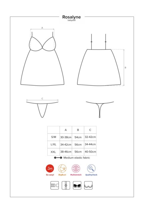 Bielizna-Rosalyne babydoll i stringi czerwona S/M Obsessive Bielizna-Rosalyne babydoll i stringi czerwona S/M Obsessive
