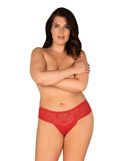 Obsessive Blossmina - czerwone koronkowe figi, 4XL/5XL