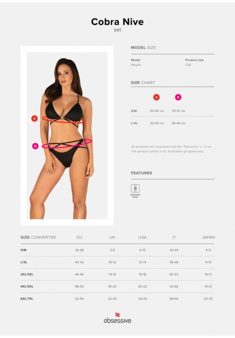 Cobra Nive komplet 2-częściowy czarny L/XL Obsessive Cobra Nive komplet 2-częściowy czarny L/XL Obsessive