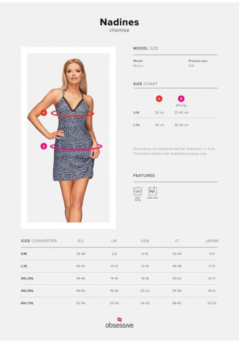 Nadines koszulka i stringi niebieska L/XL Obsessive Nadines koszulka i stringi niebieska L/XL Obsessive