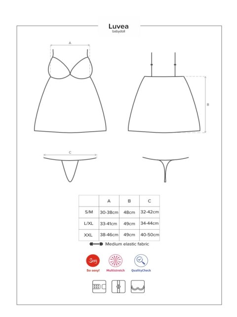 Bielizna-Luvae babydoll i stringi czarne XXL Obsessive Bielizna-Luvae babydoll i stringi czarne XXL Obsessive