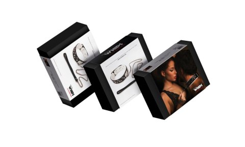 Wiązania - Obroża męska ze smyczą, biała Whips Collections Wiązania - Obroża męska ze smyczą, biała Whips Collections