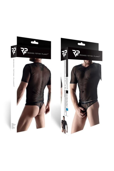 Męski komplet z elastycznej siatki: t-shirt w serek, stringi XL Regnes Fetish Planet Męski komplet z elastycznej siatki: t-shirt w serek, stringi XL Regnes Fetish Planet