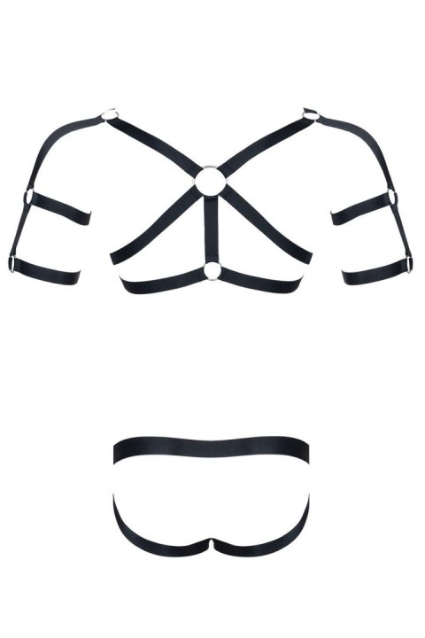 Męski komplet z gumy: t-shirt z ozdobami z tyłu i przodu, figi z otwartym tyłem XXL/XXXL Regnes Fetish Planet Męski komplet z gumy: t-shirt z ozdobami z tyłu i przodu, figi z otwartym tyłem XXL/XXXL Regnes Fetish Planet