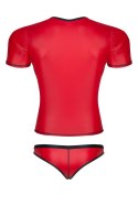 Męski komplet z wetlooka: t-shirt w serek, figi typu brazyliany S Regnes Fetish Planet