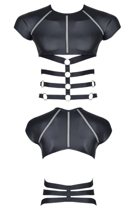 Męski t-shirt z wetlooka z dekoracyjnymi wstawkami z taśmy i gumy XL Regnes Fetish Planet Męski t-shirt z wetlooka z dekoracyjnymi wstawkami z taśmy i gumy XL Regnes Fetish Planet