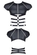 Męski t-shirt z wetlooka z dekoracyjnymi wstawkami z taśmy i gumy M Regnes Fetish Planet Męski t-shirt z wetlooka z dekoracyjnymi wstawkami z taśmy i gumy M Regnes Fetish Planet