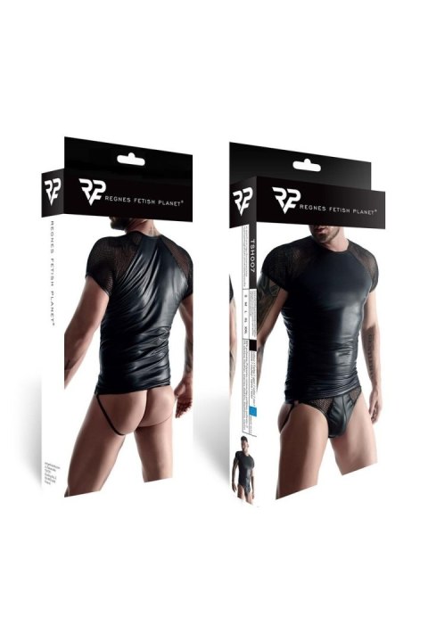 Męski t-shirt z wetlooka z rękawem z elastycznej siatki XXL Regnes Fetish Planet Męski t-shirt z wetlooka z rękawem z elastycznej siatki XXL Regnes Fetish Planet