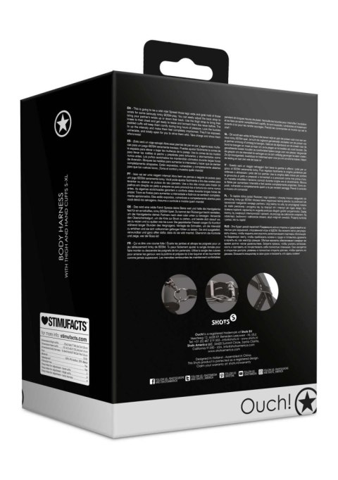 Body Harness with Thigh and Hand Cuffs - Black Ouch! Body Harness with Thigh and Hand Cuffs - Black Ouch!