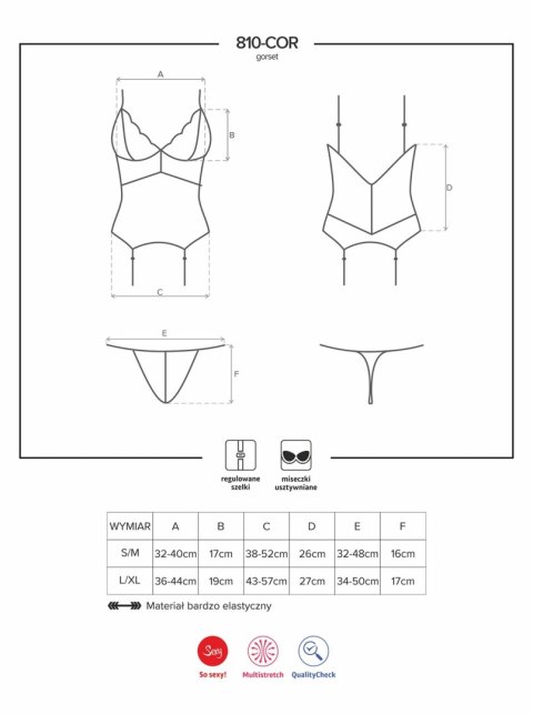 Bielizna-810-COR-2 gorset i stringi biały S/M Obsessive Bielizna-810-COR-2 gorset i stringi biały S/M Obsessive