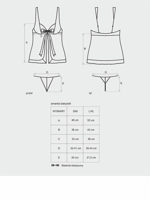 Bielizna-Amanta babydoll i stringi S/M Obsessive Bielizna-Amanta babydoll i stringi S/M Obsessive