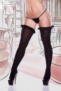 BLACK OPAQ THIGH HI W. BLACK RUFFLE BOW Baci Lingerie BLACK OPAQ THIGH HI W. BLACK RUFFLE BOW Baci Lingerie