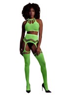 Two Piece with Crop Top and Stockings - Green - XS/XL Ouch! Two Piece with Crop Top and Stockings - Green - XS/XL Ouch!