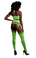 Two Piece with Crop Top and Stockings - Green - XS/XL Ouch! Two Piece with Crop Top and Stockings - Green - XS/XL Ouch!