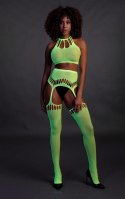 Two Piece with Crop Top and Stockings - Green - XS/XL Ouch! Two Piece with Crop Top and Stockings - Green - XS/XL Ouch!
