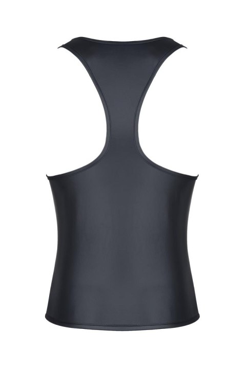 Męski t-shirt z wetlooka bez rękawów, z elastyczną taśmą z przodu L Regnes Fetish Planet Męski t-shirt z wetlooka bez rękawów, z elastyczną taśmą z przodu L Regnes Fetish Planet