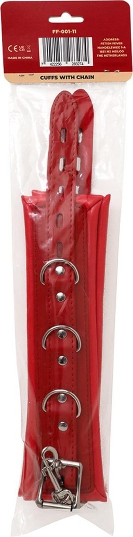 Fetish Fever - Cuffs with chain - Red Fetish Fever Fetish Fever - Cuffs with chain - Red Fetish Fever