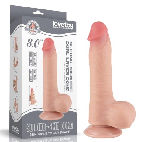 8'' Sliding Skin Dual Layer Dong Flesh Lovetoy 8'' Sliding Skin Dual Layer Dong Flesh Lovetoy