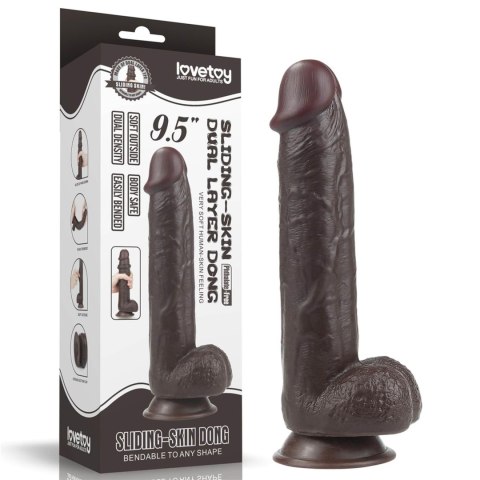 9.5'' Sliding Skin Dual Layer Dong - Black Lovetoy 9.5'' Sliding Skin Dual Layer Dong - Black Lovetoy