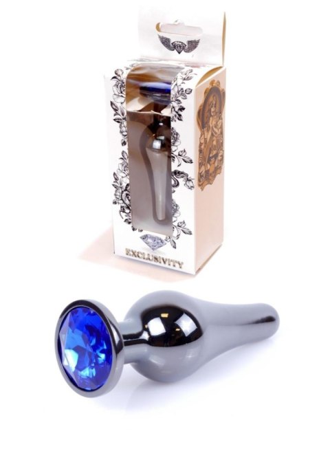 Korek Analny z Diamencikiem (DARK BLUE) - Dark Silver BUTT PLUG