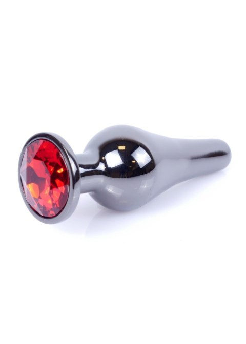 Korek Analny z Diamencikiem (RED) - Dark Silver BUTT PLUG