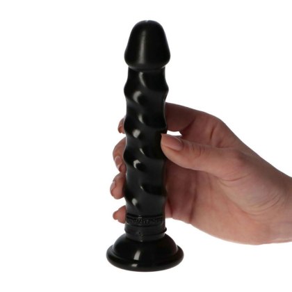 Toyz4lovers Ugo - małe dildo z żebrami w spiralę, czarne, 14,5 cm