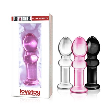 Lovetoy Glass Romance - szklany korek analny z kulistą główką, różowy