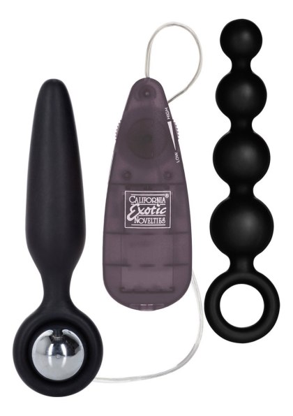 CalExotics Booty Vibro Kit - wibrujący zestaw analny, czarny