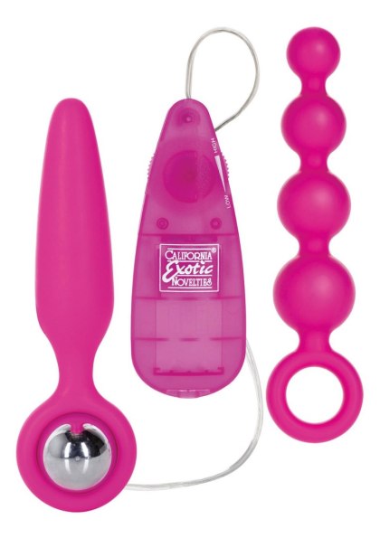 CalExotics Booty Vibro Kit - wibrujący zestaw analny, różowy