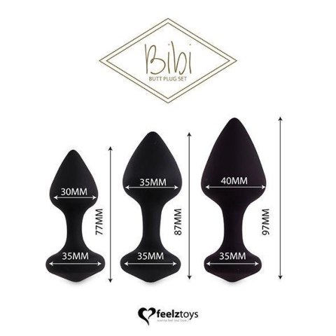 FeelzToys - Bibi Butt Plug Set 3 pcs Black FeelzToys FeelzToys - Bibi Butt Plug Set 3 pcs Black FeelzToys