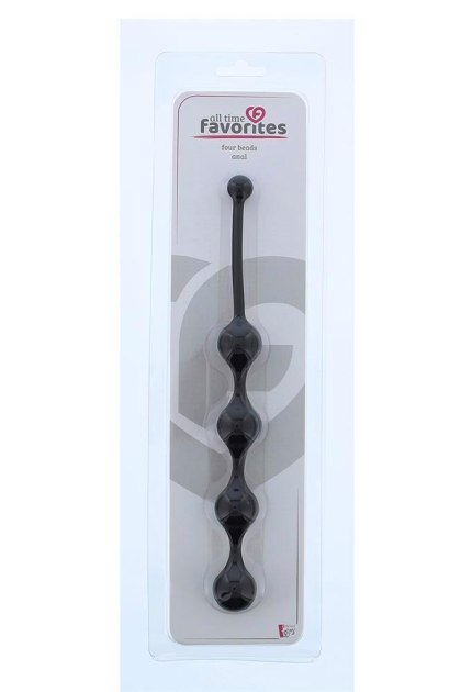 Dream Toys All Time Favorites - 4 kulki analne na sznurku, czarne
