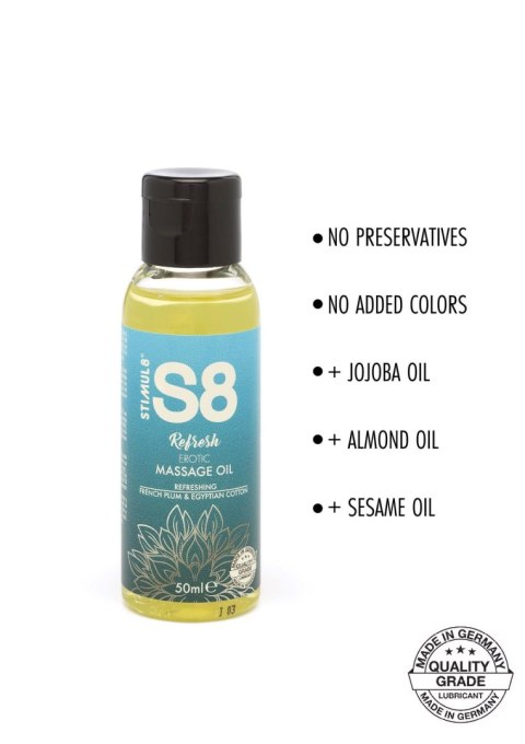 S8 Massage Oil 50ml French Plum & Egyptian Cotton Stimul8 S8 S8 Massage Oil 50ml French Plum & Egyptian Cotton Stimul8 S8
