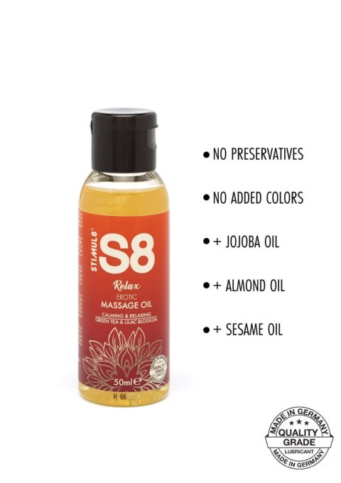 S8 Massage Oil 50ml Green Tea & Lilac Blossom Stimul8 S8 S8 Massage Oil 50ml Green Tea & Lilac Blossom Stimul8 S8