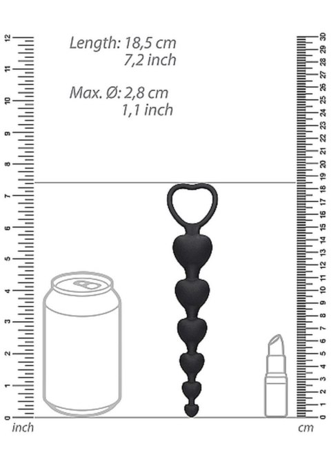 Anal Heart Beads - Black Ouch! Anal Heart Beads - Black Ouch!