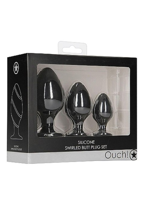 Swirled Butt Plug Set - Black Ouch! Swirled Butt Plug Set - Black Ouch!