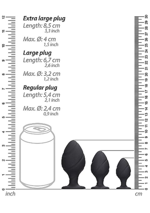 Swirled Butt Plug Set - Black Ouch! Swirled Butt Plug Set - Black Ouch!