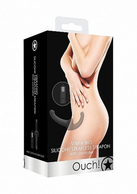 Vibrating Silicone Strapless Strapon - Black Ouch! Vibrating Silicone Strapless Strapon - Black Ouch!
