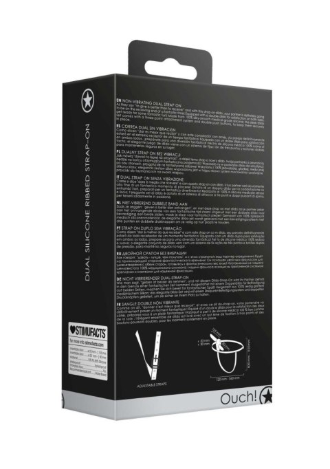 Ouch! - Dual Silicone Ribbed Strap-On - Adjustable - Black Ouch! Ouch! - Dual Silicone Ribbed Strap-On - Adjustable - Black Ouch!