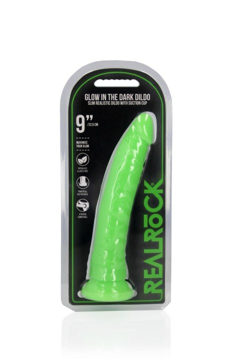 Slim Realistic Dildo with Suction Cup - Glow in the Dark - 9'' / 22,5 cm RealRock Slim Realistic Dildo with Suction Cup - Glow in the Dark - 9'' / 22,5 cm RealRock