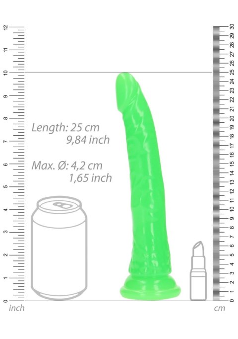 Slim Realistic Dildo with Suction Cup - Glow in the Dark - 9'' / 22,5 cm RealRock Slim Realistic Dildo with Suction Cup - Glow in the Dark - 9'' / 22,5 cm RealRock