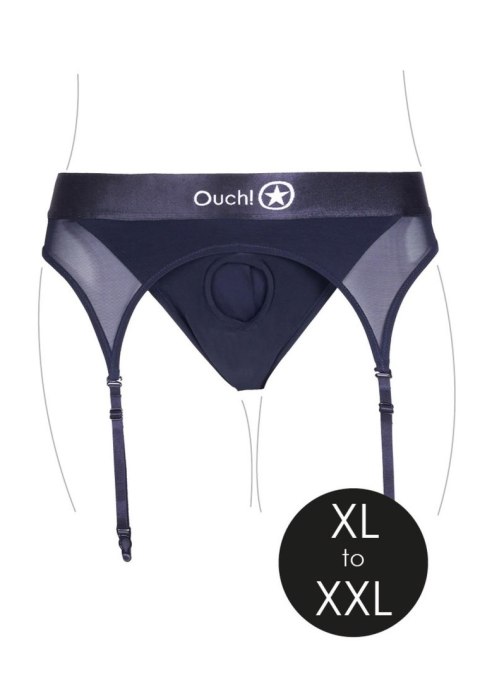 Vibrating Strap-on Thong with Adjustable Garters - XL/XXL Ouch! Vibrating Strap-on Thong with Adjustable Garters - XL/XXL Ouch!