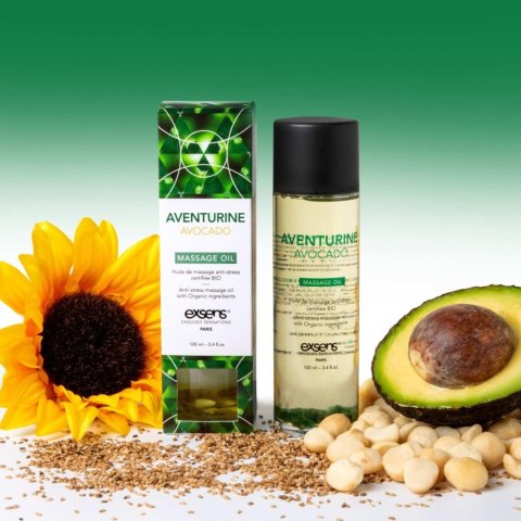 AVENTURINE AVOCADO Organic Massage Oil with stones 100 ml Exsens AVENTURINE AVOCADO Organic Massage Oil with stones 100 ml Exsens