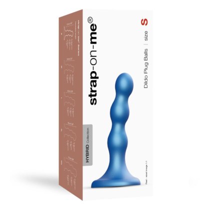 Strap-on-me Dildo Plug Balls - dildo z 3 kulkami, S, niebieskie