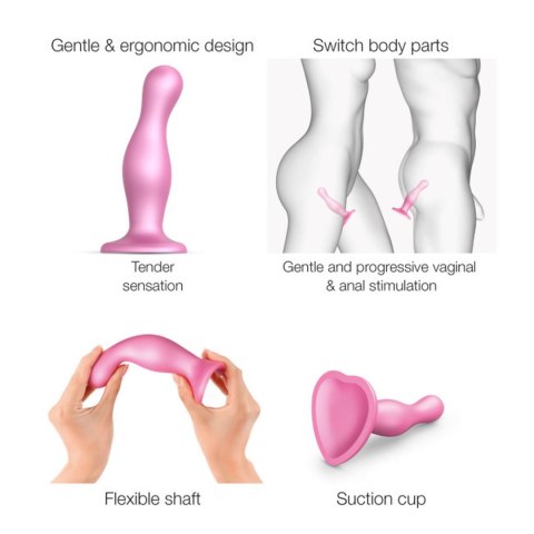 DILDO PLUG CURVY METALLIC SUGAR PINK- S Strap-on-me DILDO PLUG CURVY METALLIC SUGAR PINK- S Strap-on-me