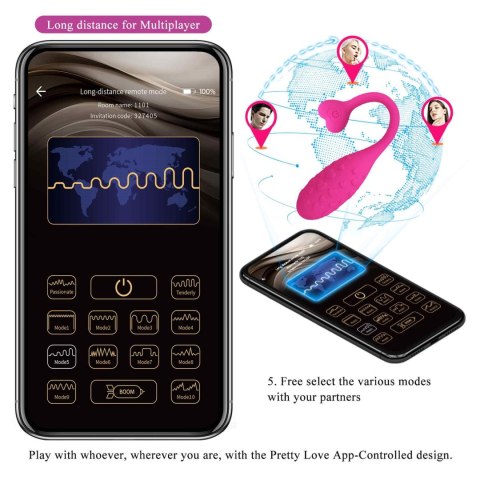 PRETTY LOVE - Fisherman Pink, 12 vibration functions Mobile APP remote control Pretty Love PRETTY LOVE - Fisherman Pink, 12 vibration functions Mobile APP remote control Pretty Love